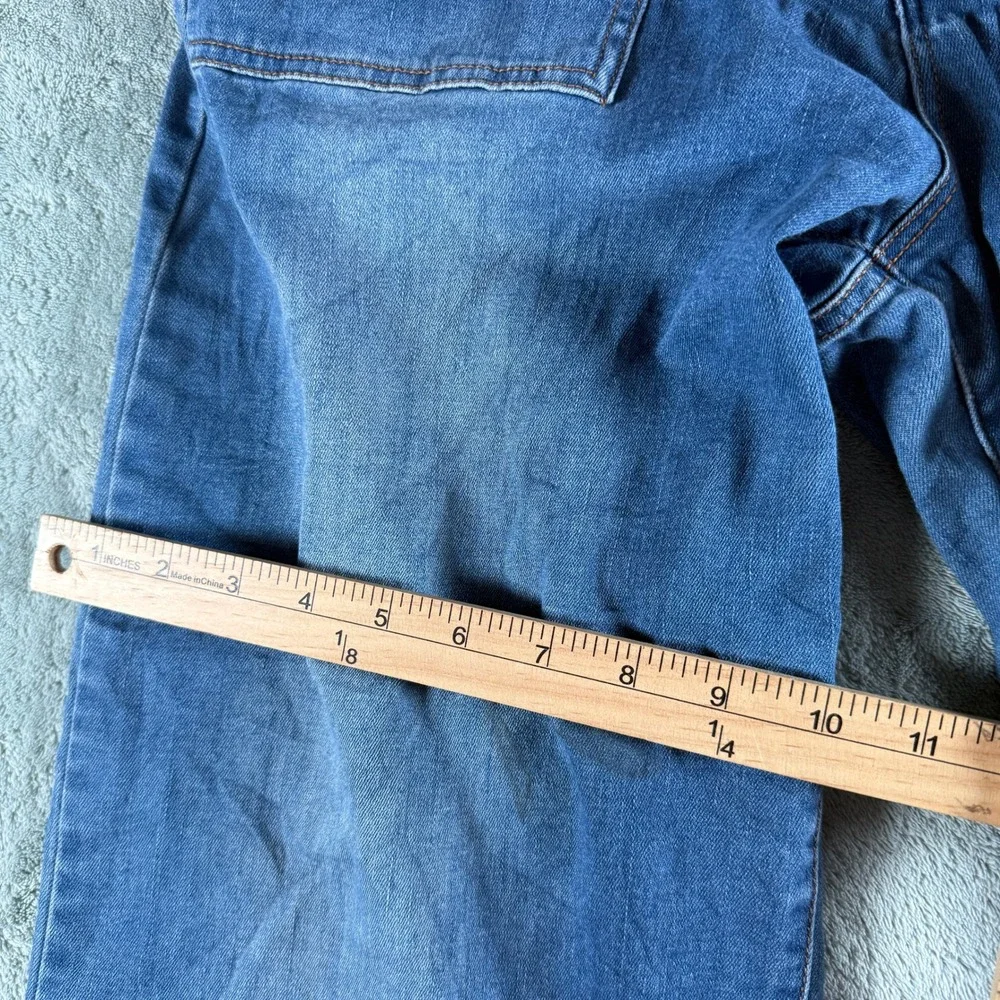 Black Label Cest Toi Wide Leg‎ Jeans Medium Wash Button Fly Raw Hem Size 11/29